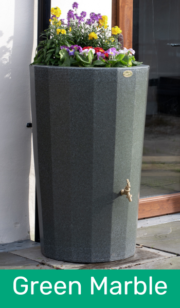 Midi Metropolitan Water Butt with Planter in Green Marble