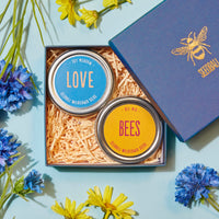 Love Bees gift set of wildflower seedball tins