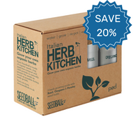 Grown your own herbs kit, a perfect gift idea. Front of box. Save 20% when buying two or more.