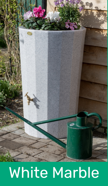 Midi Metropolitan Water Butt with Planter in White Marble