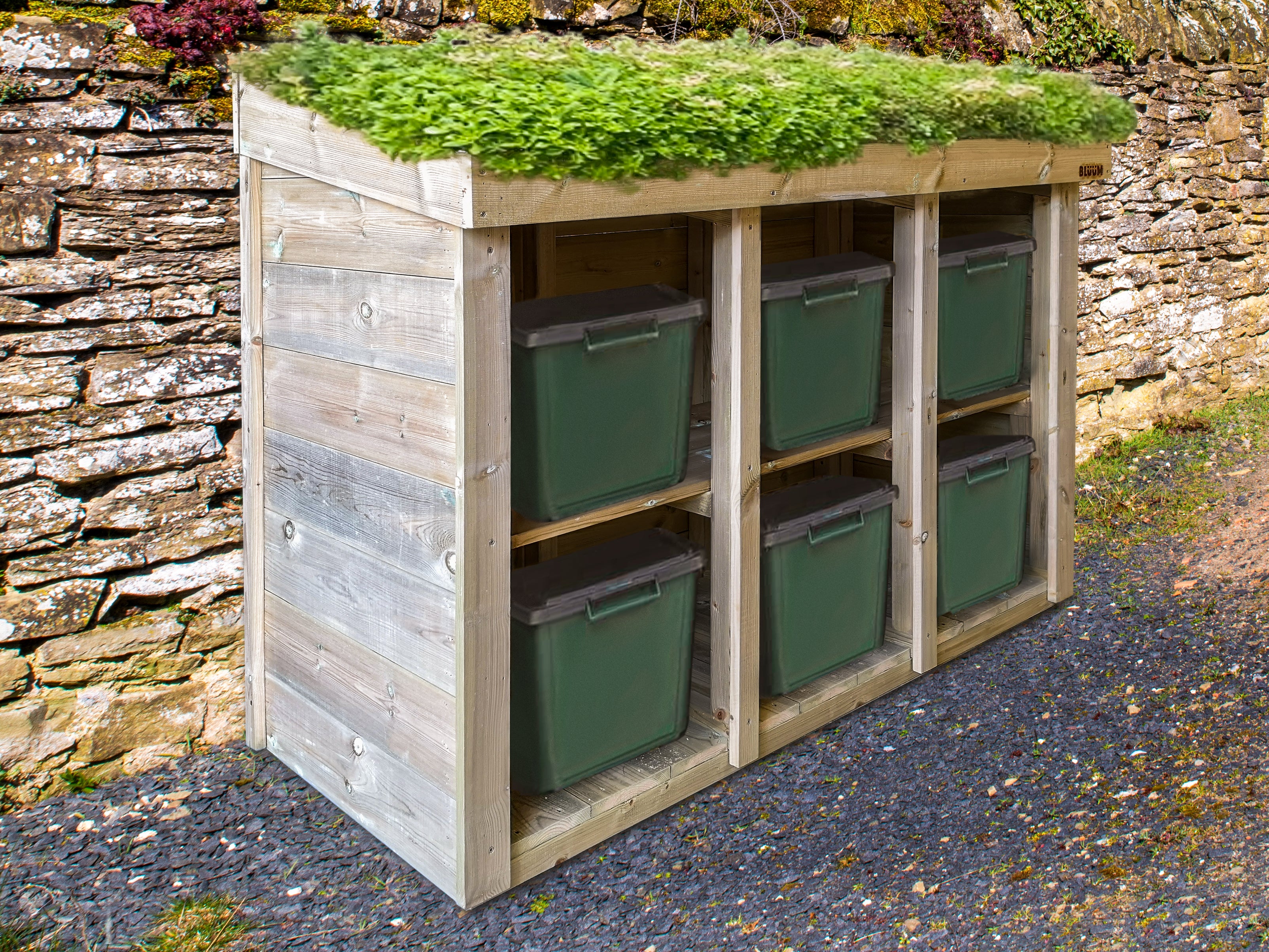 Recycling Bin / Box Store With Green Roof Planter - 2/4/6/8/10 Boxes ...